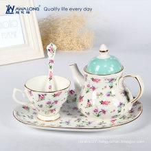 China Tangshan stock super slim fine bone china tea set / bonechina fine bone china tea pot and kettle set